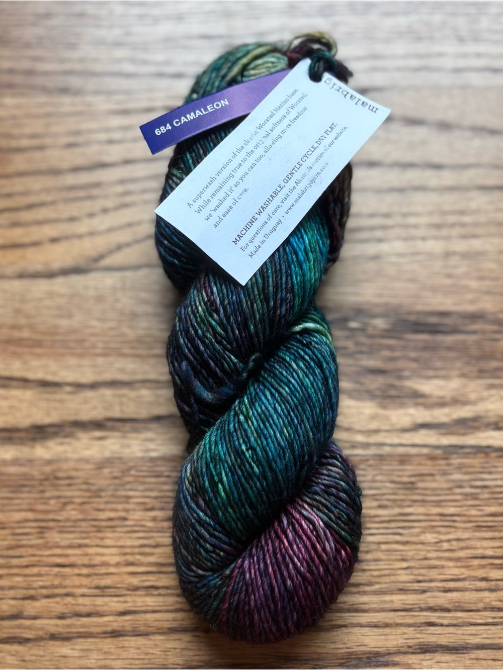 Malabrigo Yarn Washted 684 Camaleon Green Teal 100% SW Merino Wool Single Ply